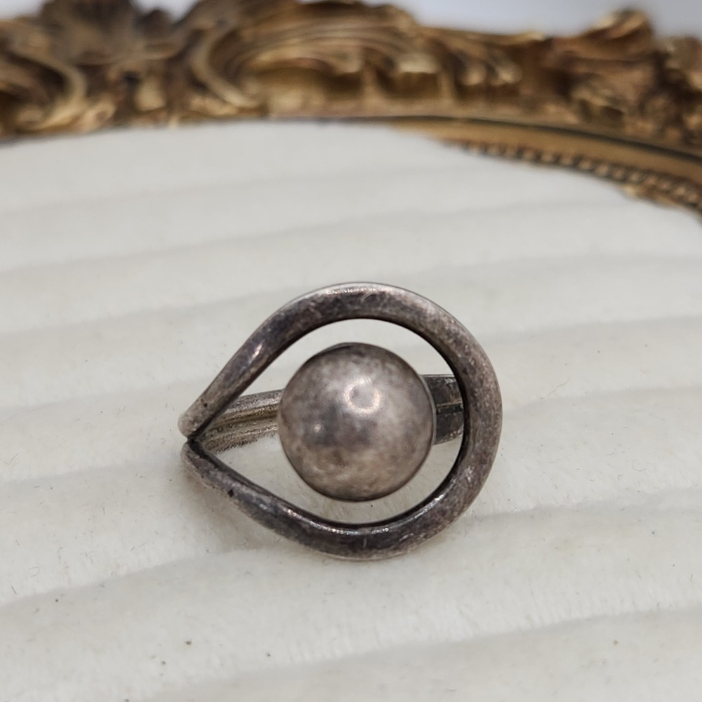 Vintage Mexico 925 Sterling Silver Handmade Orbital Ball Ring Size6 Southwestern
